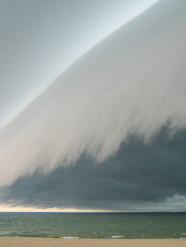 A shelf cloud rolls onto shore in Grand Haven, MI on July 18, 2010.