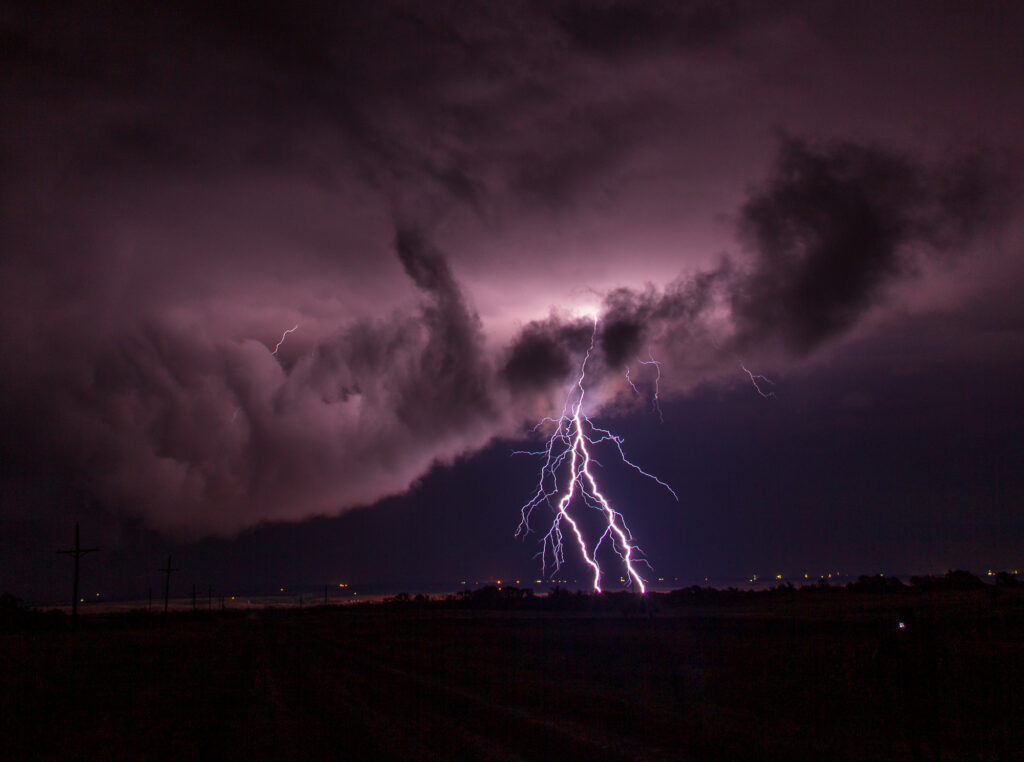 Close and bright lightning