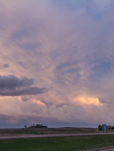 Mammatus at Sunset over I-35 in Iowa