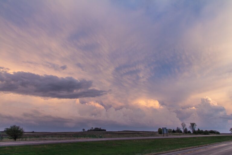 Mammatus at Sunset over I-35 in Iowa