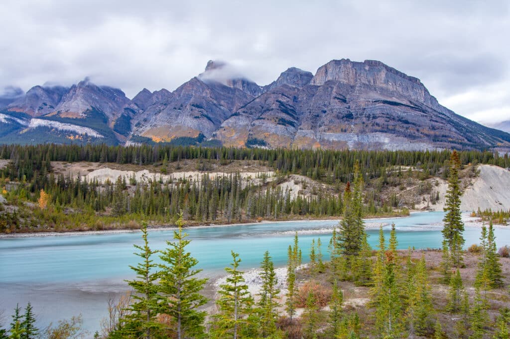 Icefields Parkway where it crosses the North Saskatchewan River in Banff National Park