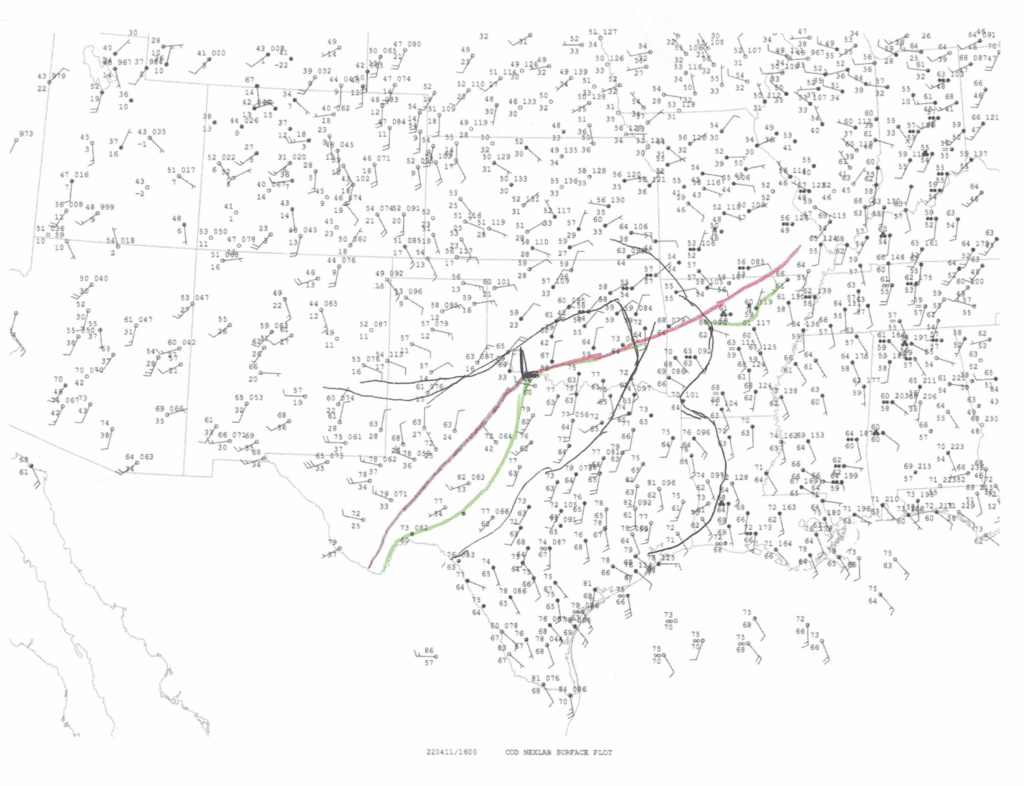 April 11, 2022 - 14z surface hand analysis