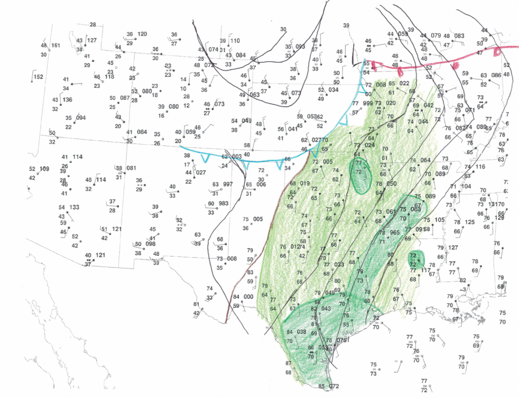 Surface Hand Analysis - April 1, 2024 18Z/1pm CDT