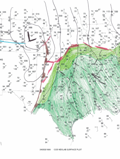 May 25, 2024 - 18z/1pm CDT Surface Hand Analysis