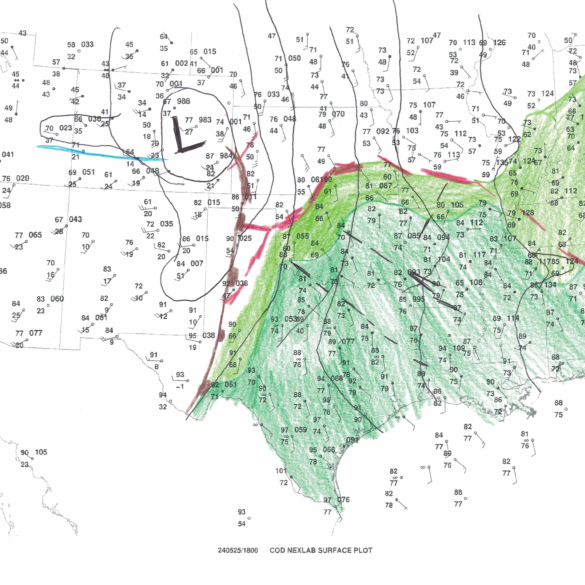 May 25, 2024 - 18z/1pm CDT Surface Hand Analysis