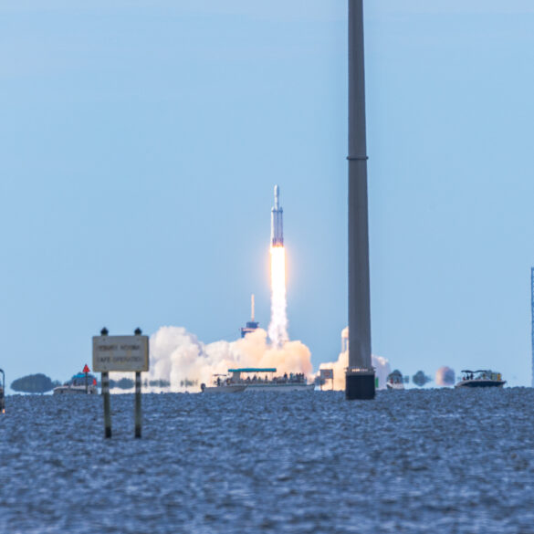 Falcon Heavy liftoff from LC39A at Kennedy Space Center