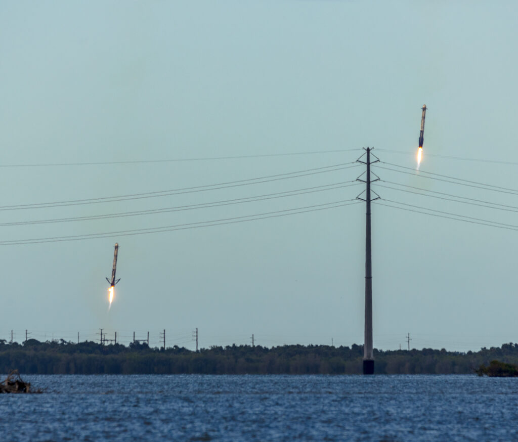 Two Boosters Landing at Kennedy Space Center